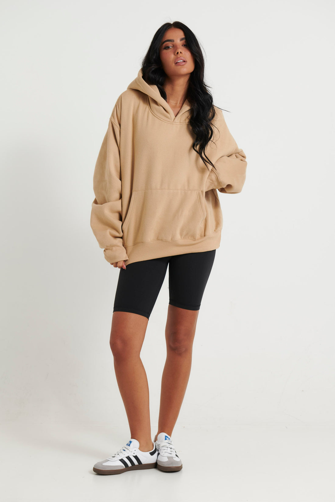 Unisex Roman Cropped Drop Hoodie Stone