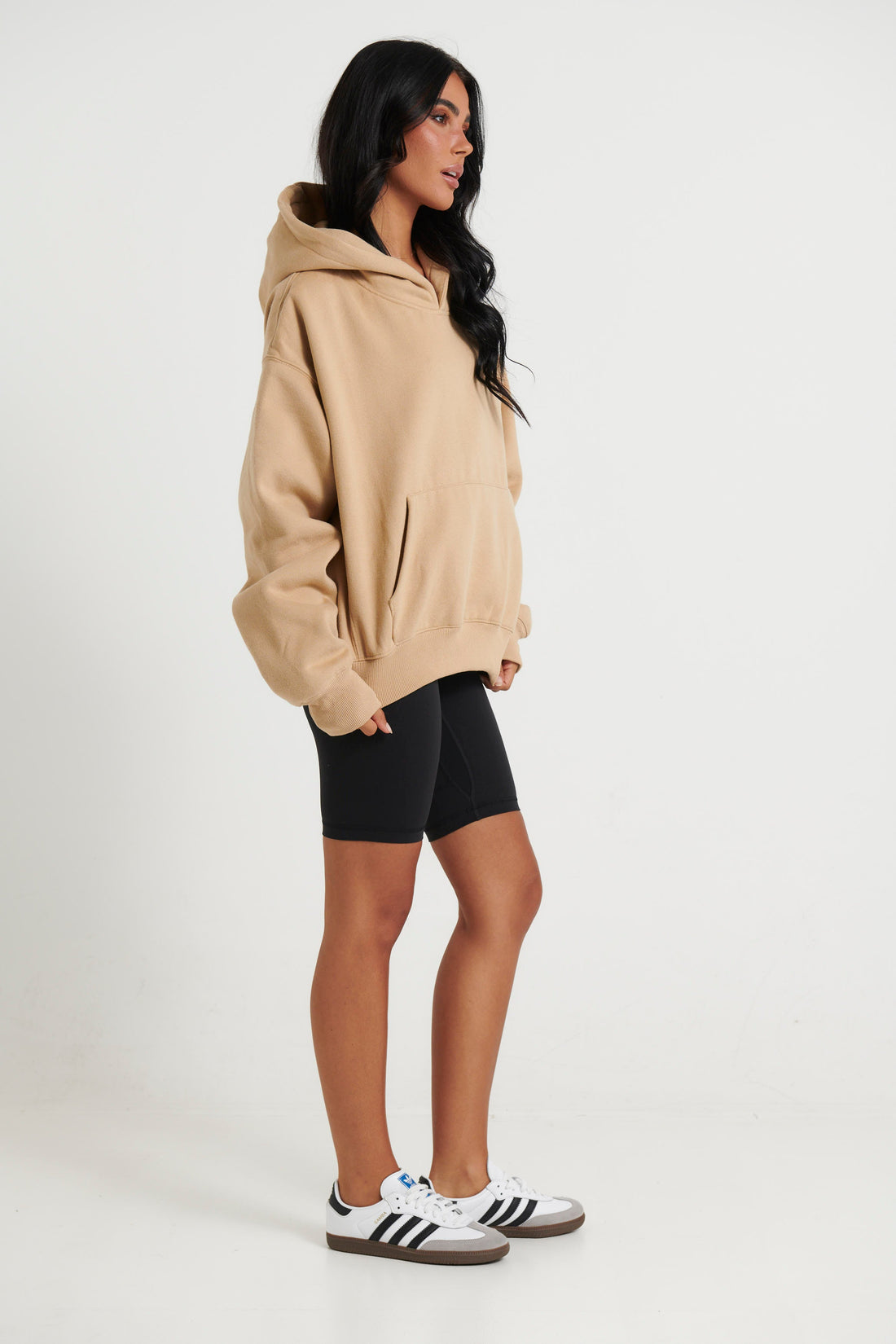 Unisex Roman Cropped Drop Hoodie Stone