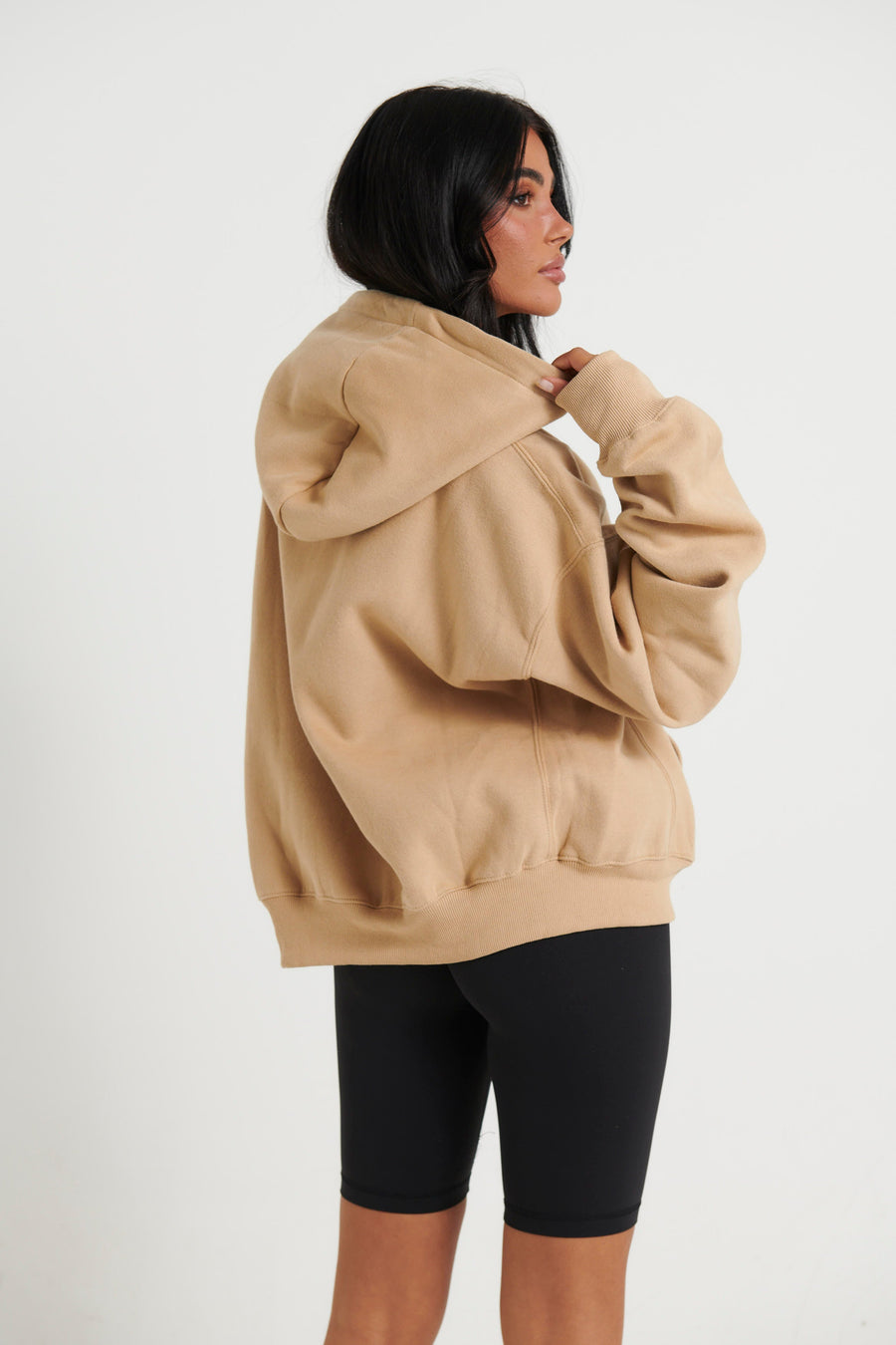 Unisex Roman Cropped Drop Hoodie Stone