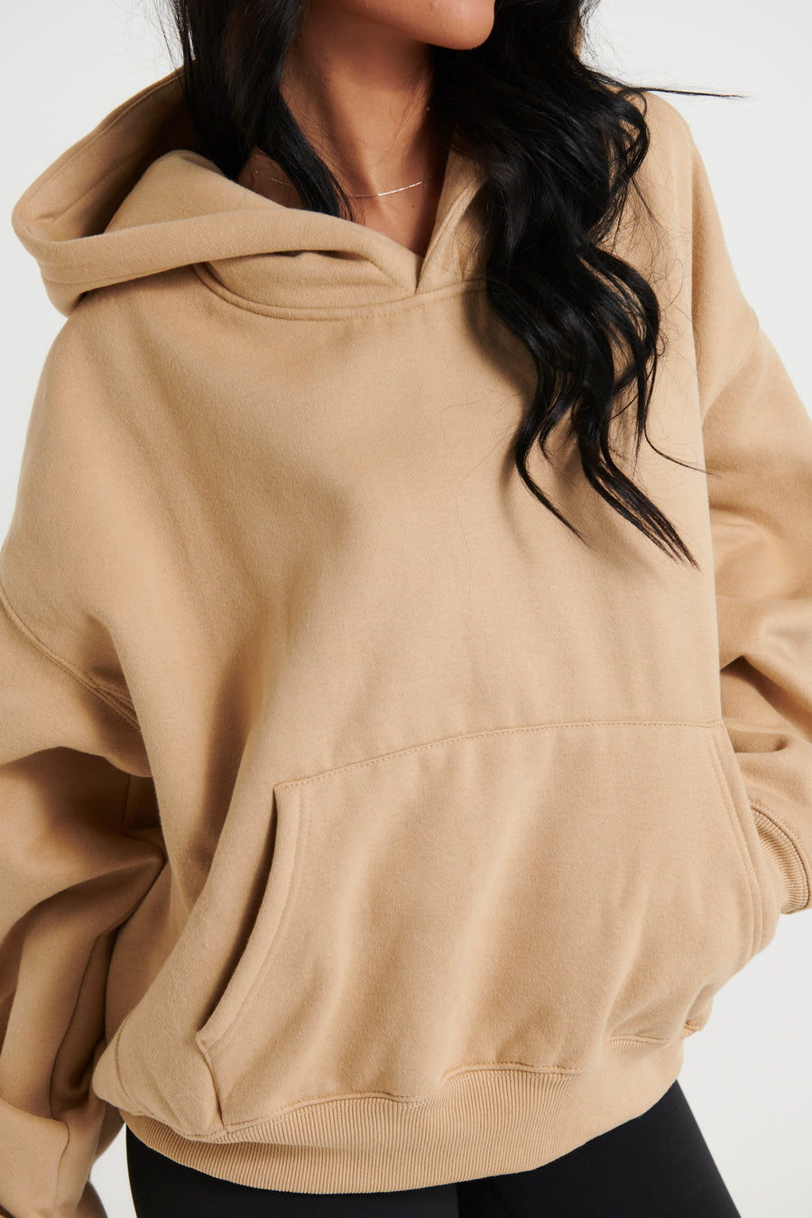 Unisex Roman Cropped Drop Hoodie Stone