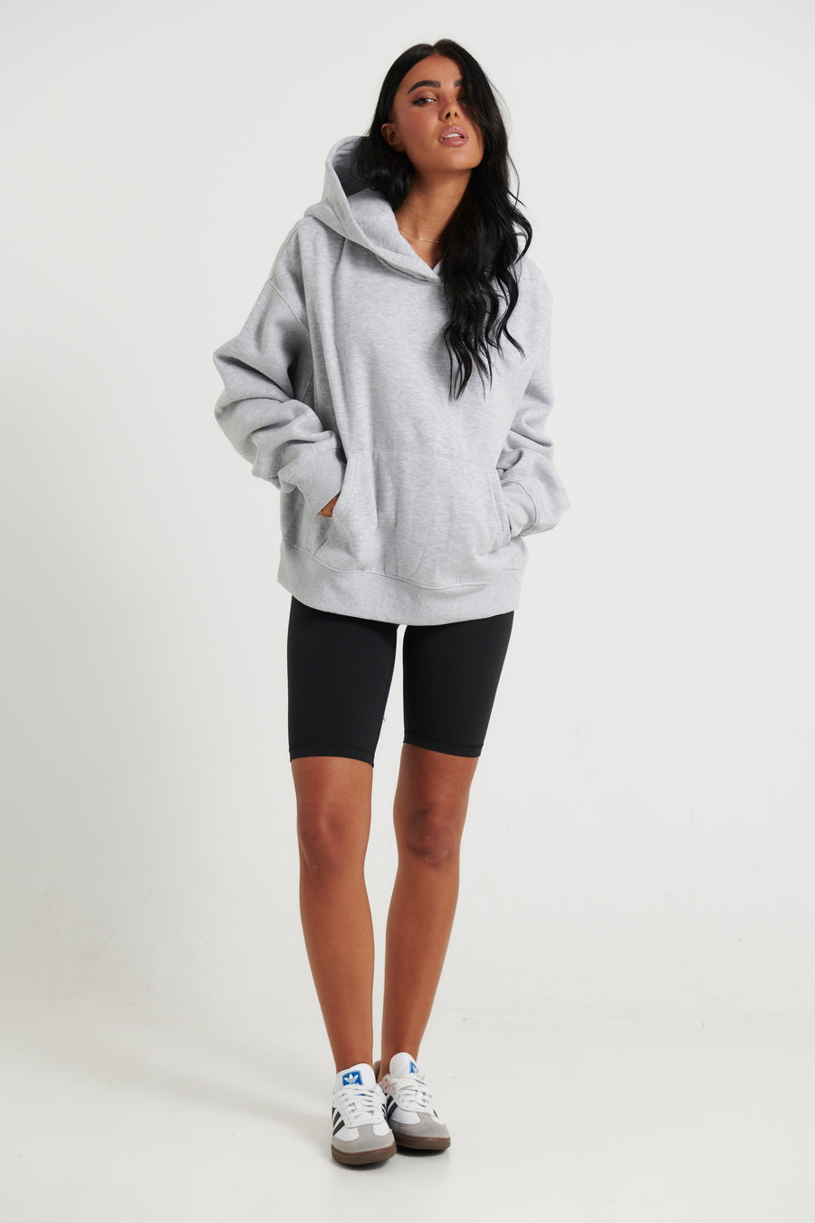 Unisex Roman Cropped Drop Hoodie Grey