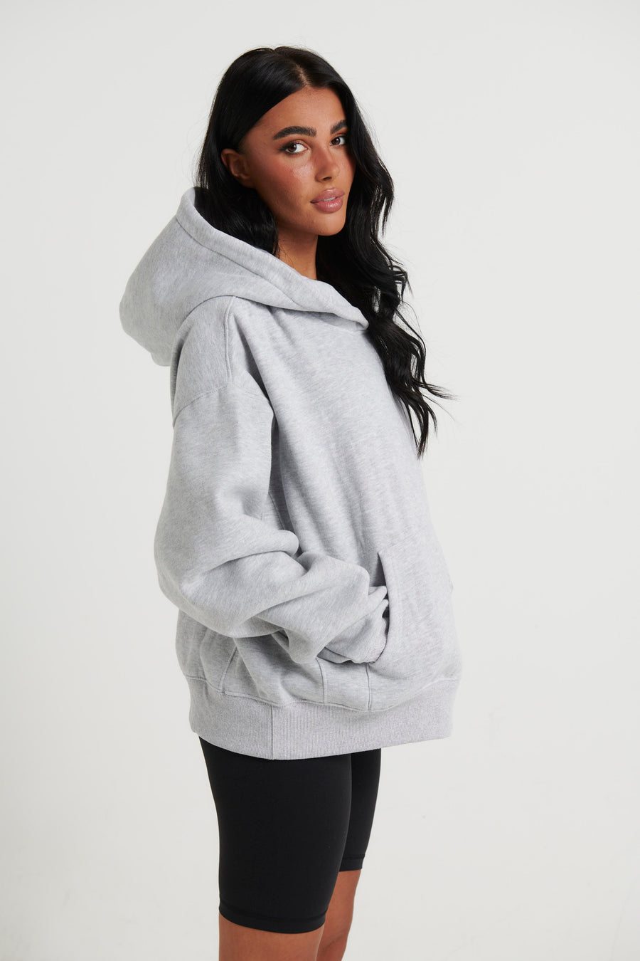 Unisex Roman Cropped Drop Hoodie Grey