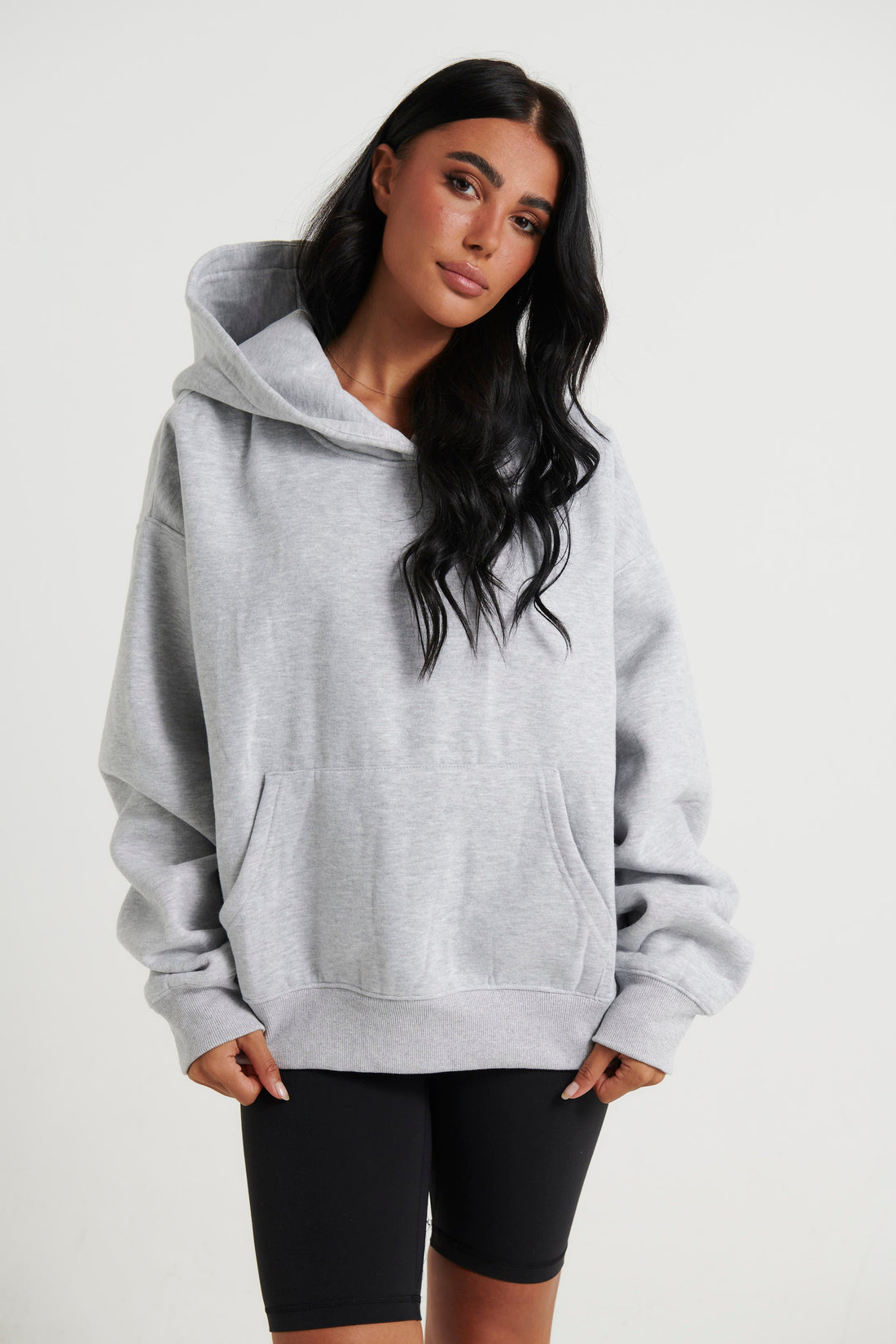 Unisex Roman Cropped Drop Hoodie Grey