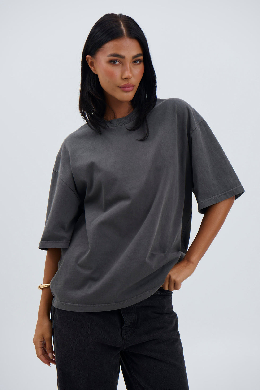 Unisex Emmett Box Tee Charcoal