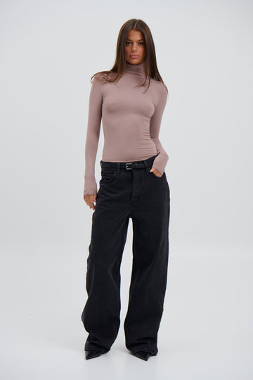 Jazmin Long Sleeve Bodysuit Taupe