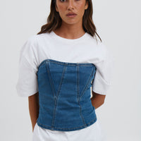 Jaylan Denim Top Blue