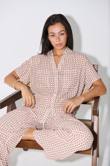 Riley Resort Shirt Brown Print