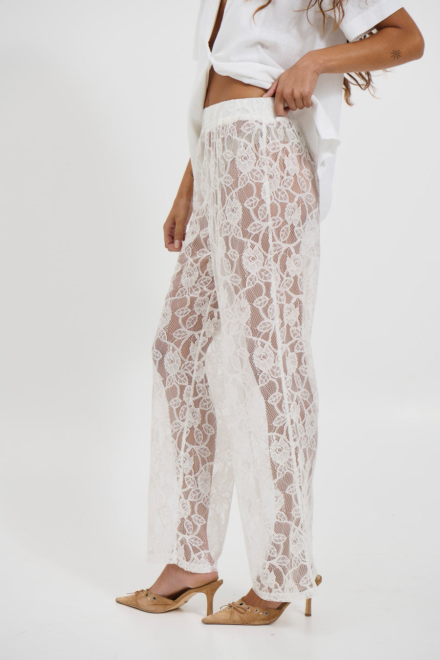 Tamika Lace Pant White