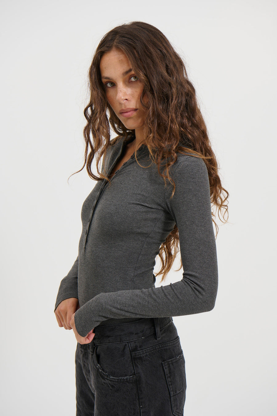 Lara Bodysuit Dark Heather Grey