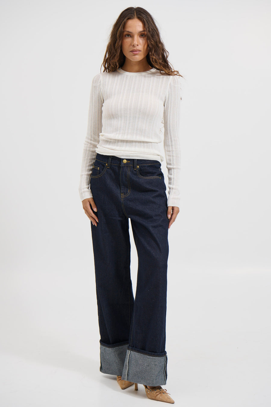 Miley Long Sleeve Top White