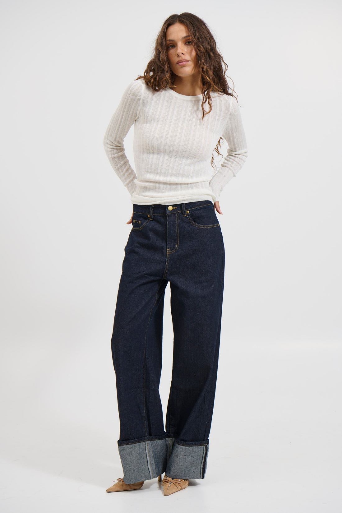 Miley Long Sleeve Top White