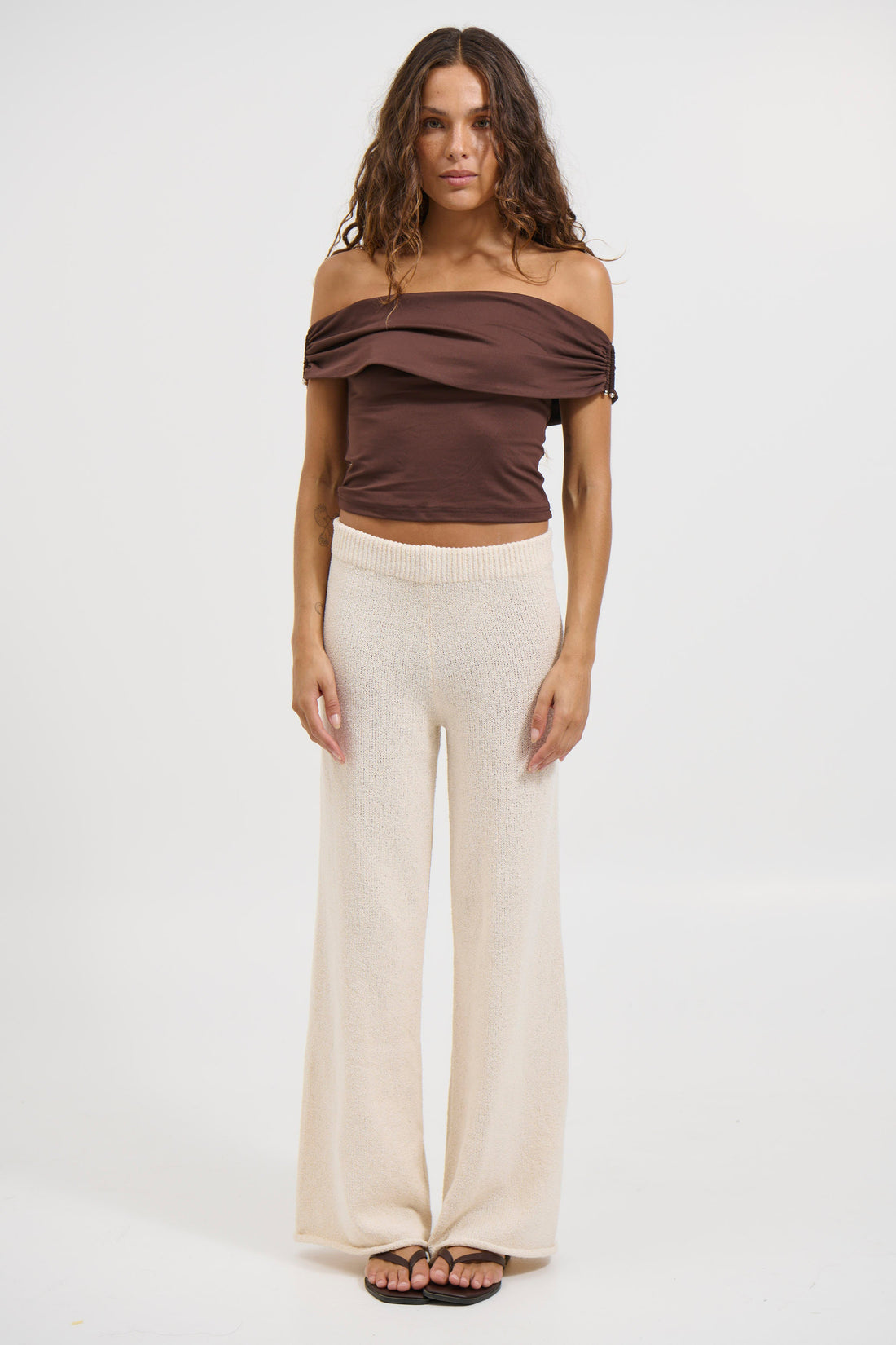 Millie Off The Shoulder Top Chocolate