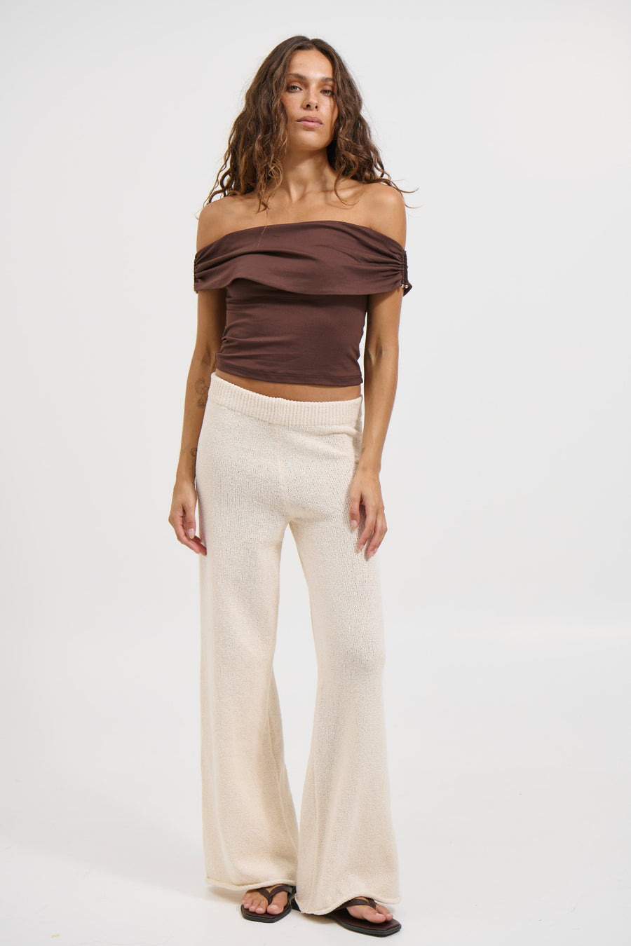 Millie Off The Shoulder Top Chocolate