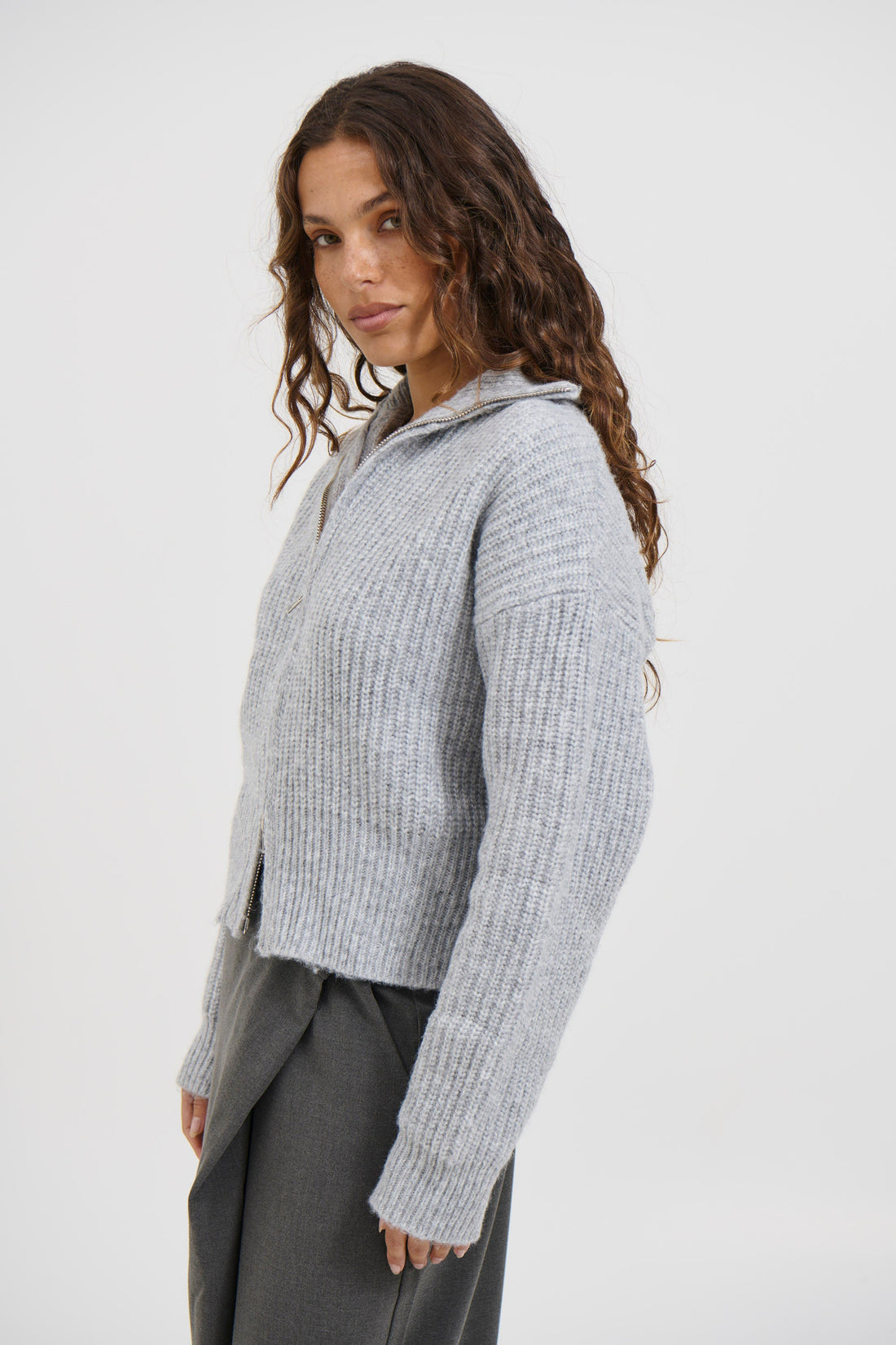 Haze Zip Jumper Stone