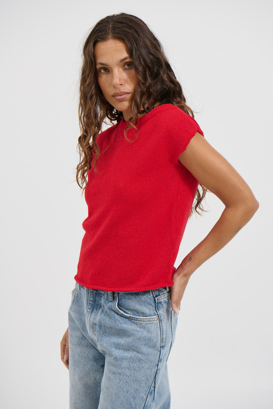 Kaisha Crop Knit Cherry