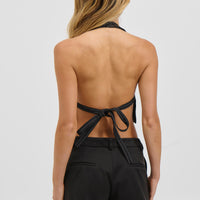 Butterfly Tie Top Onyx Pinstripe