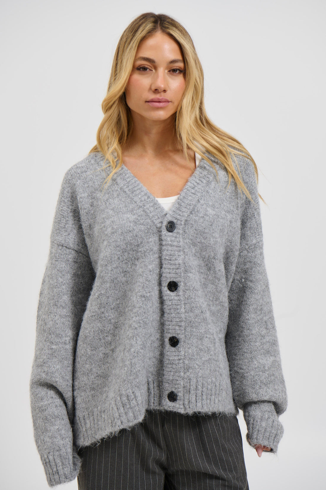 Unisex Knitted Oversize Cardigan Grey