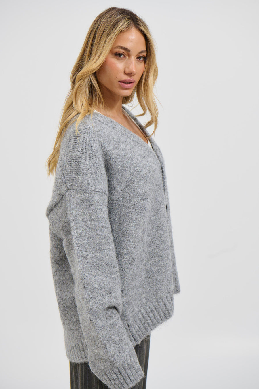 Unisex Knitted Oversize Cardigan Grey