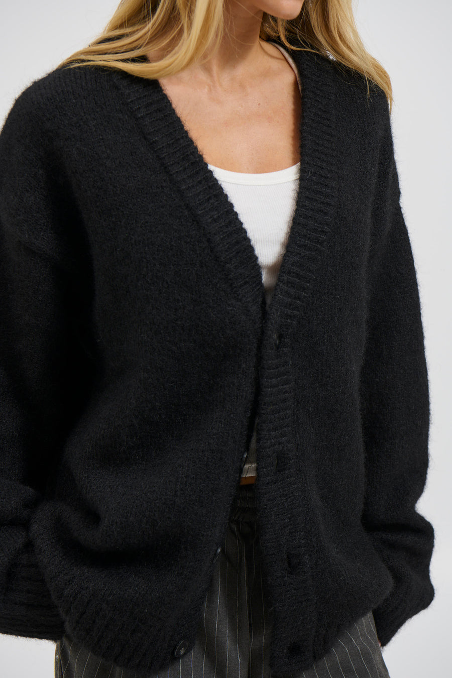 Unisex Knitted Oversize Cardigan Black