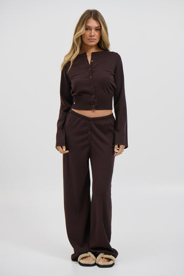August Button Up Top Chocolate