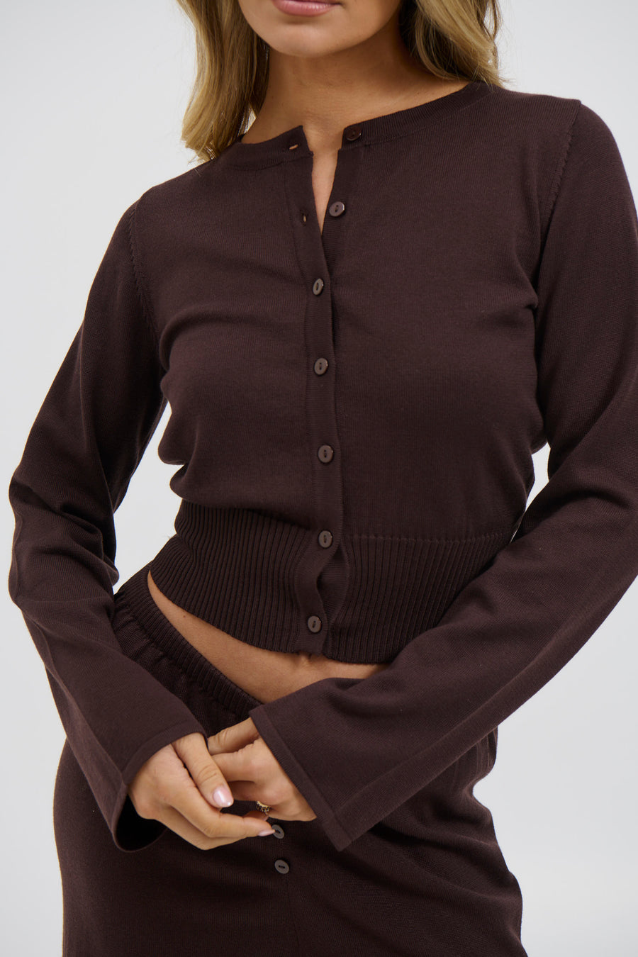 August Button Up Top Chocolate