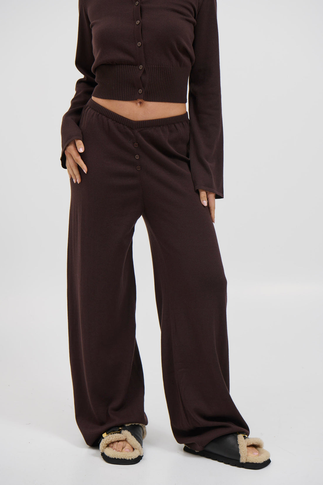 August Button Pant Chocolate