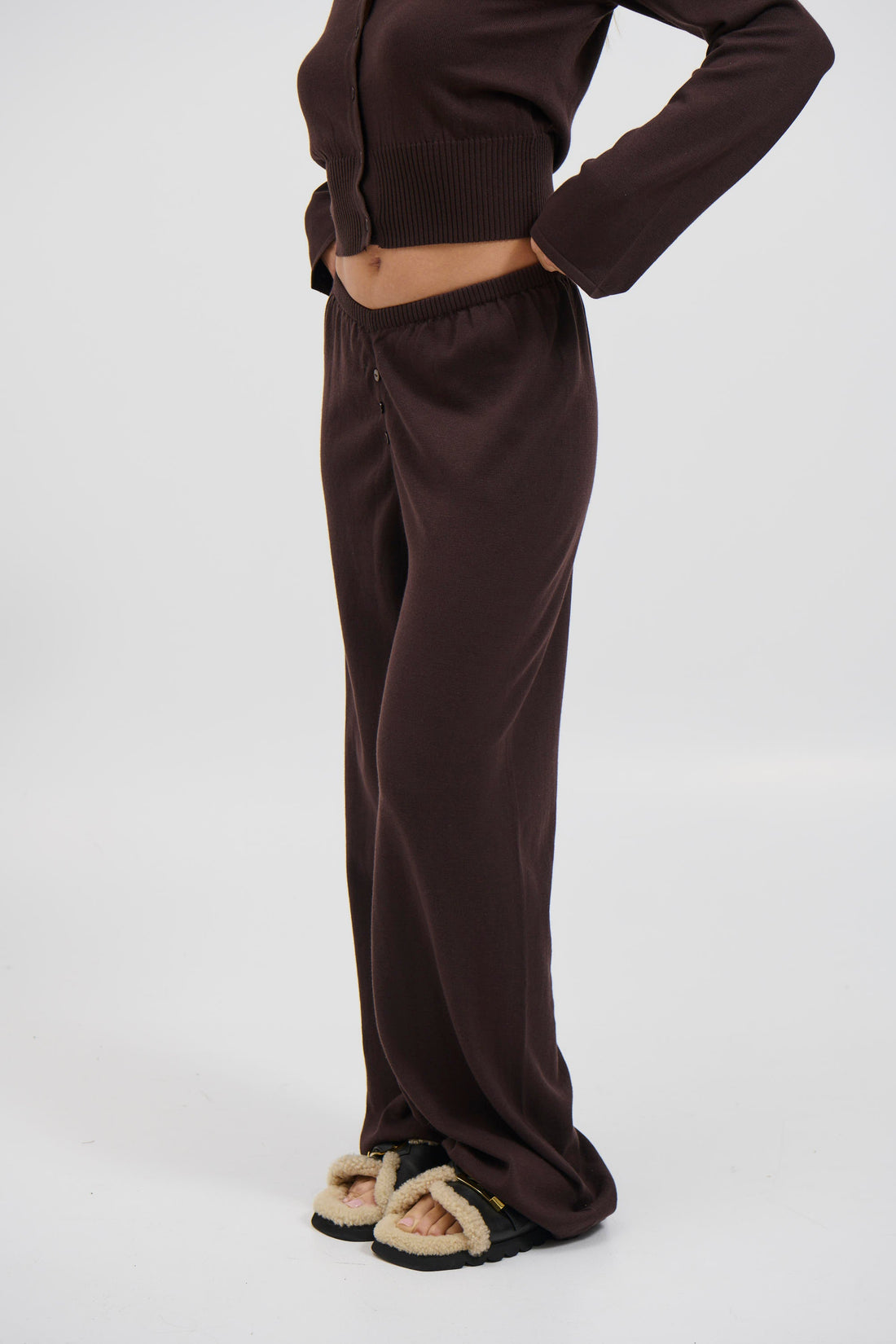 August Button Pant Chocolate