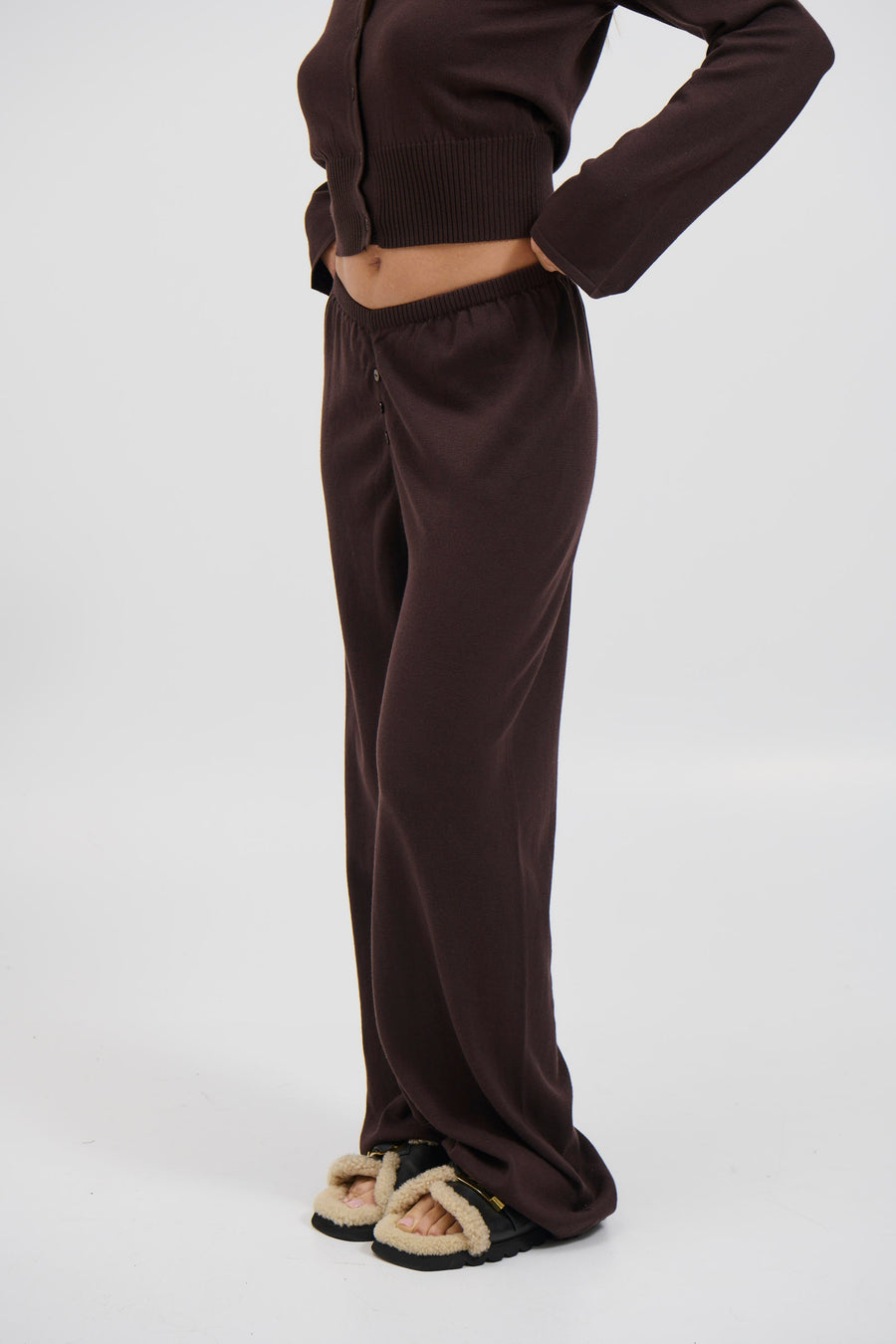 August Button Pant Chocolate