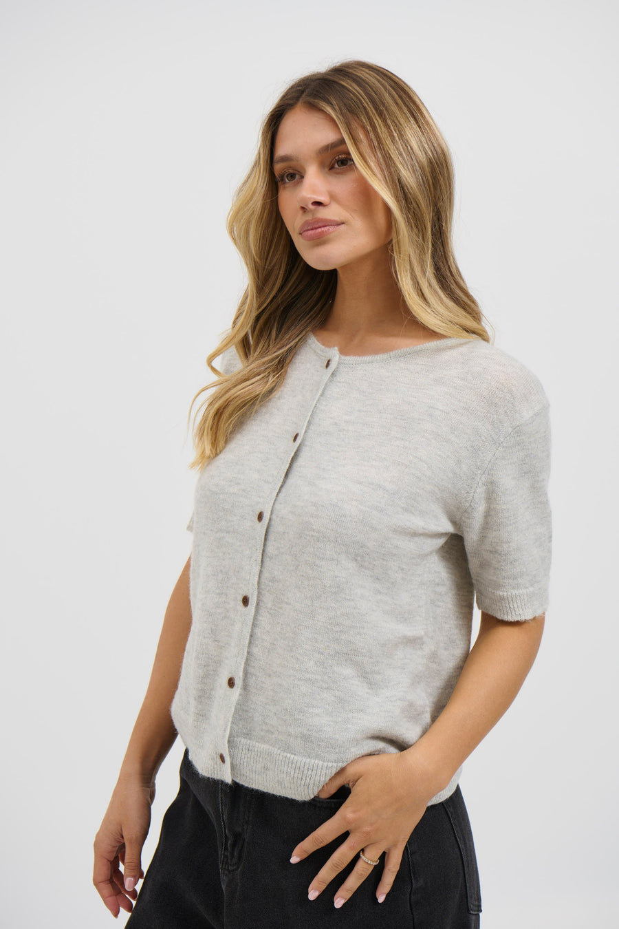 Geisha Short Sleeve Top Grey