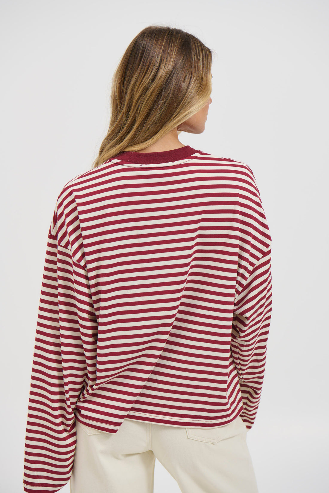 Bloom Long Sleeve Wine Stripe