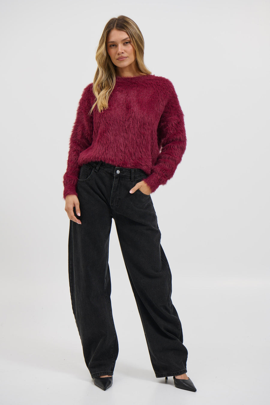 Arizona Fluffy Knit Wine