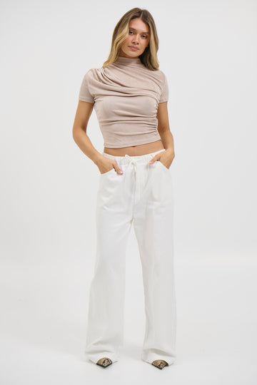 Ivy Drape Top Beige