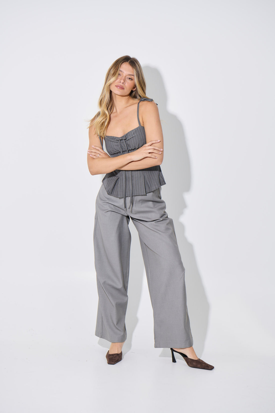 Lacey Tie Top Grey