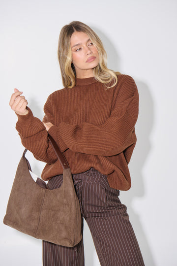 Unisex Drop Sleeve Heavy Knit Choc