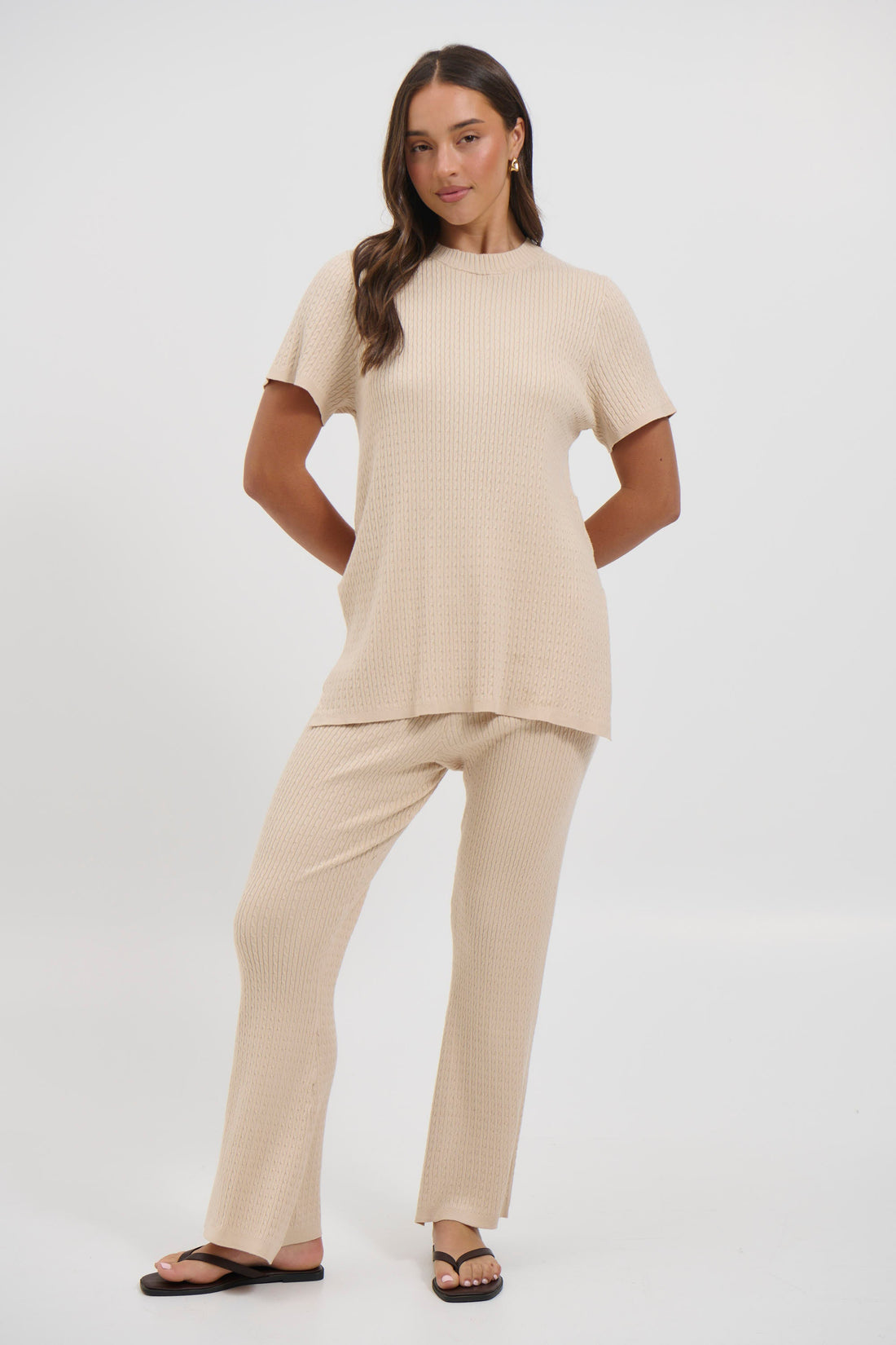 Leighton Ribbed Pant Almond