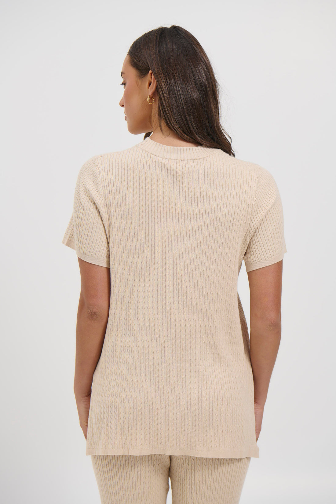 Leighton Ribbed Top Almond
