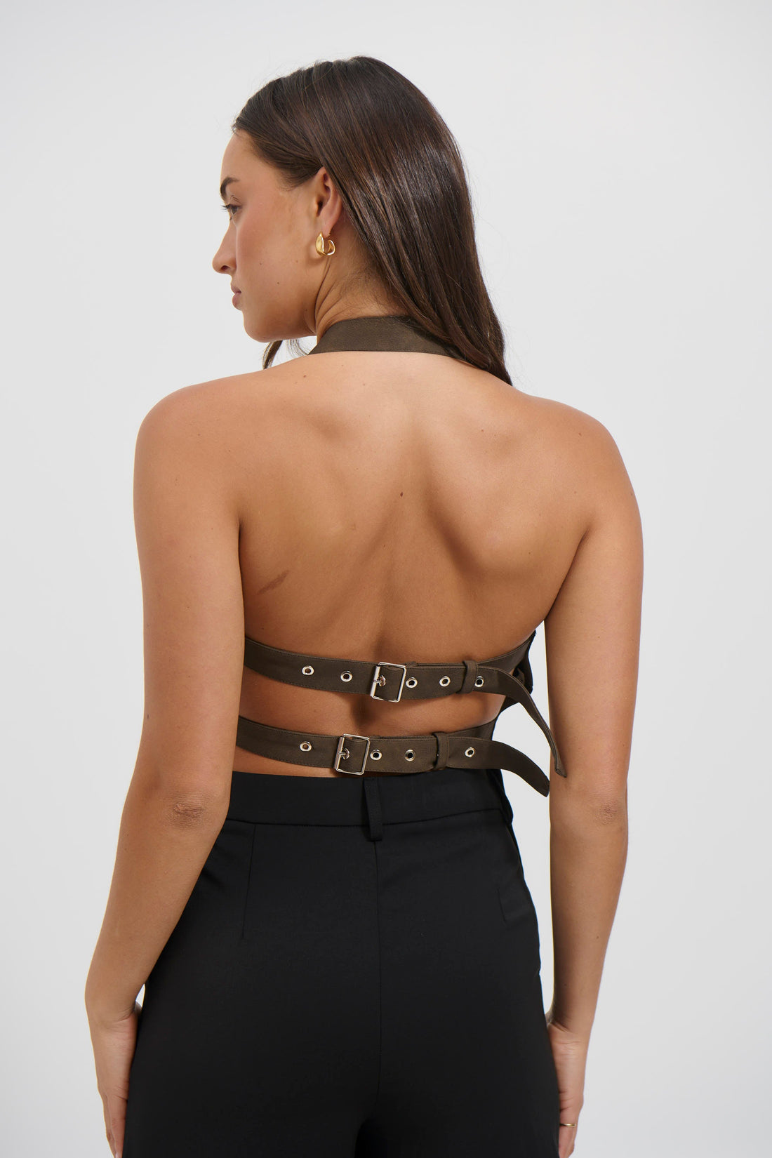 Lilah Halter Neck Top Brown