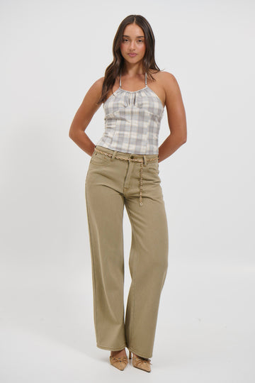 Sweet Escape Cami Smoke Plaid