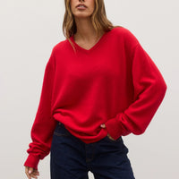 Billie V Neck Sweater Cherry Red