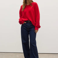 Billie V Neck Sweater Cherry Red