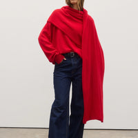 Billie V Neck Sweater Cherry Red