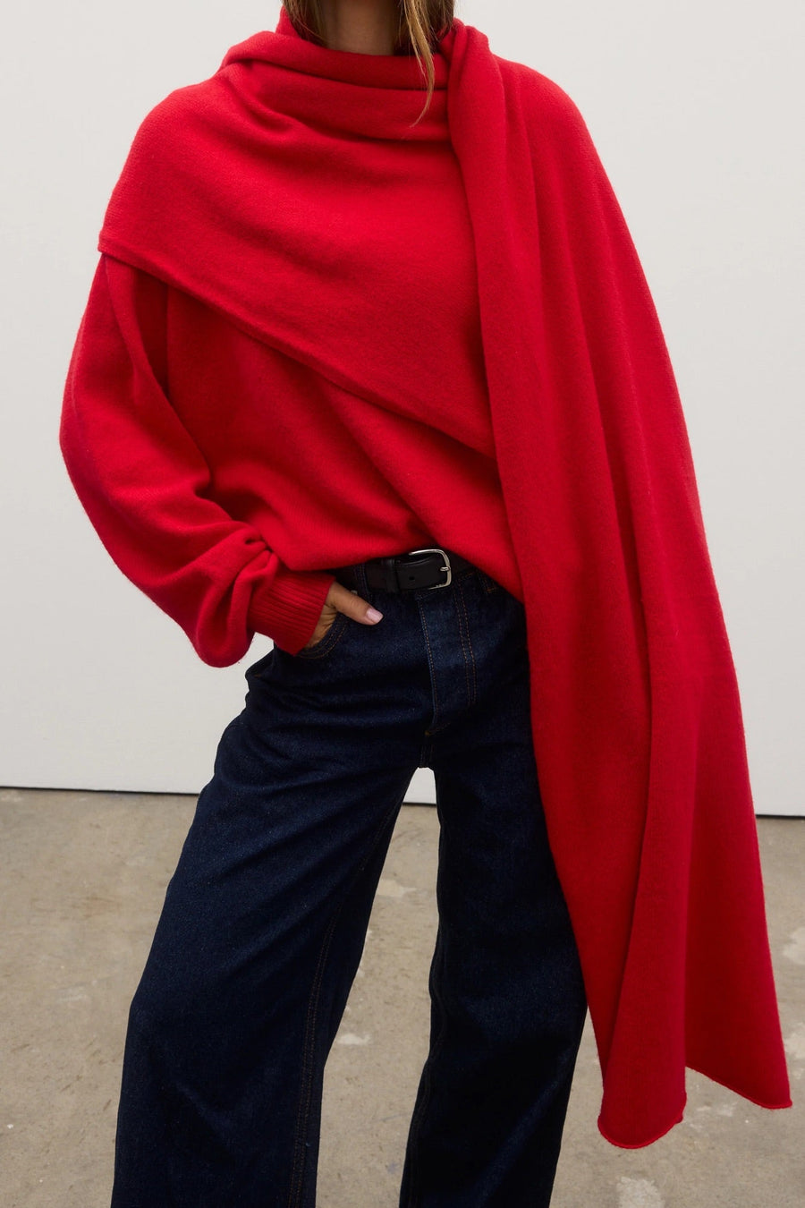 Billie V Neck Sweater Cherry Red