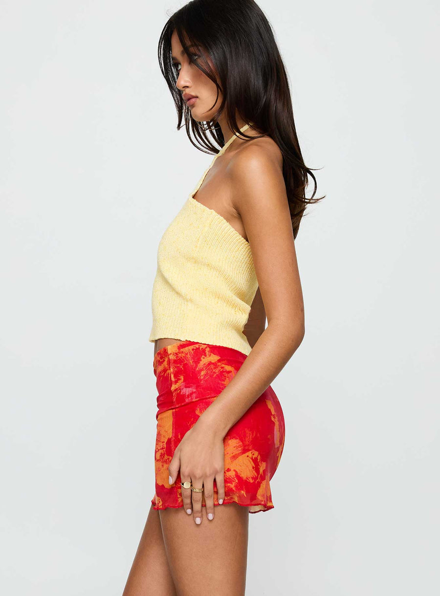 Liloha Frill Mesh Mini Skirt Orange Multi