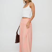 Analeah Tie Side Midi Skirt Orange Check