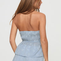 Rosenberg Strapless Top Blue