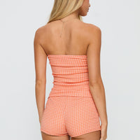 People Pleaser Strapless Set Orange Check
