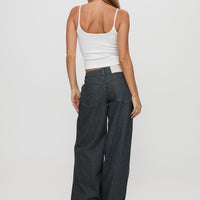 Actually Invested Low Rise Pants Denim Stripe
