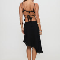 Pappilion Asymmetrical Midi Skirt Black
