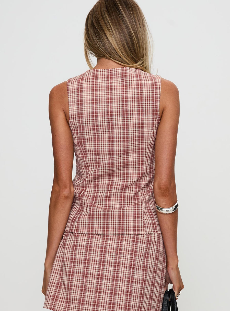 Theodosia Top Red Check