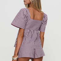 Two Young Hearts Tie Up Set Pink / Brown Stripe